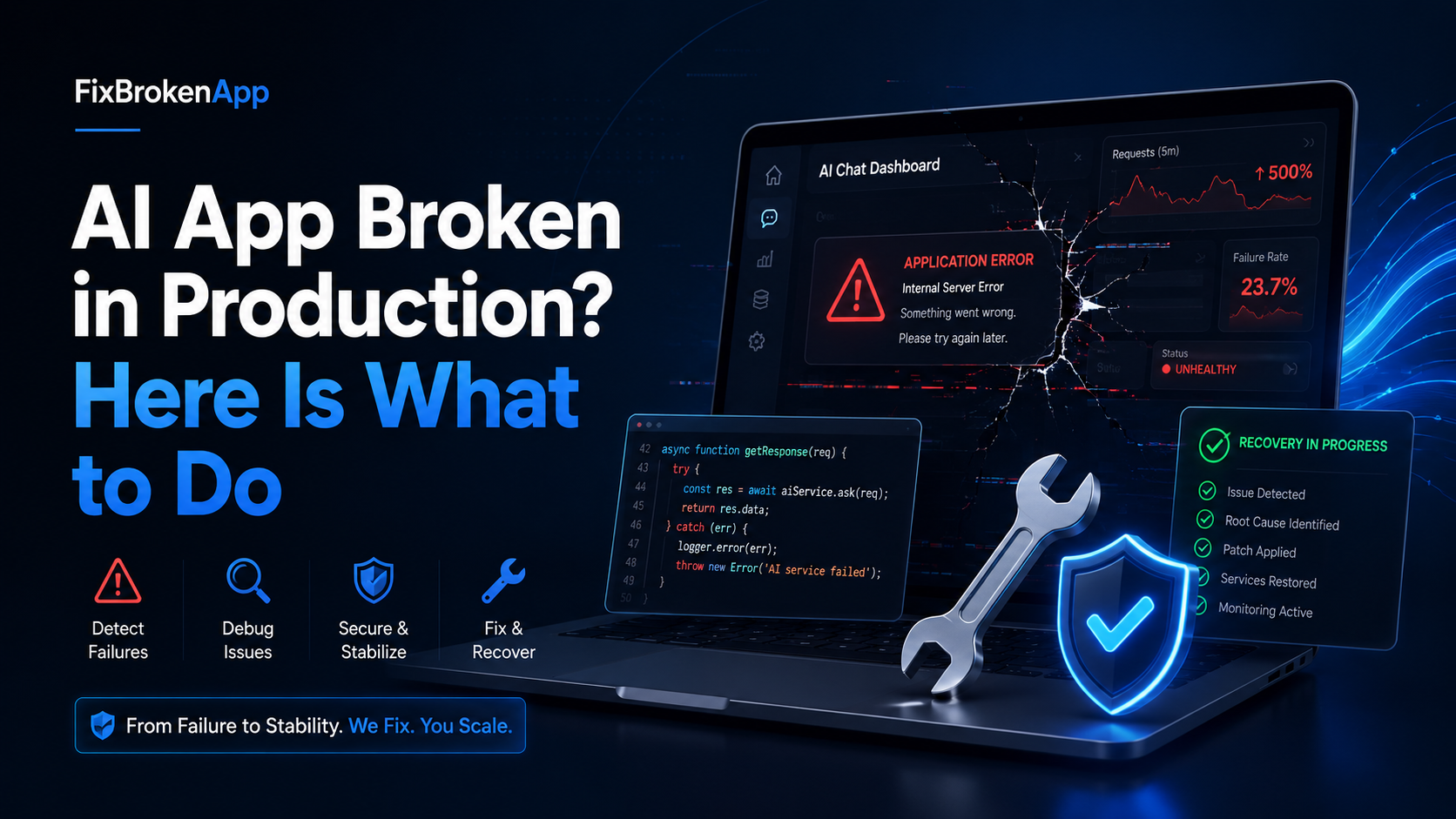 FixBrokenApp — Fix Broken Cursor, Lovable and Bolt AI Apps in Production
